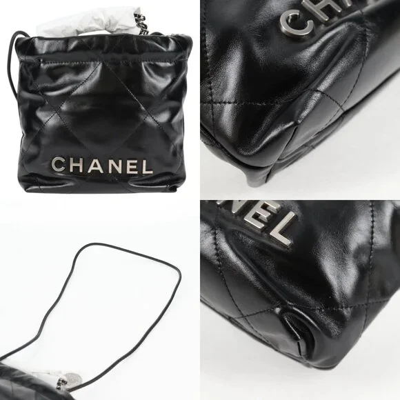 CHANEL Chanel 22 Small Matelasse Chain Bag Lamb Skin 2way Black CC Auth BA1051SM - Picture 14 of 15